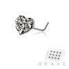 12PCS OF RUGGED HEART 316L SURGICAL STEEL L-SHAPE NOSE BOX